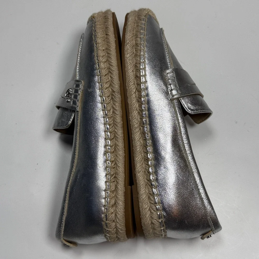 Sam Edelman Kai Espadrille Leather Slip-on Shoe in Silver NWOT S-523 Sz 6.5